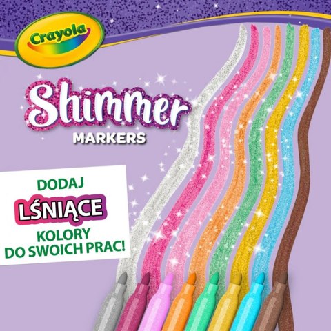 Crayola Flamastry błyszczące mazaki dla dzieci 8szt.