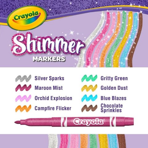 Crayola Flamastry błyszczące mazaki dla dzieci 8szt.