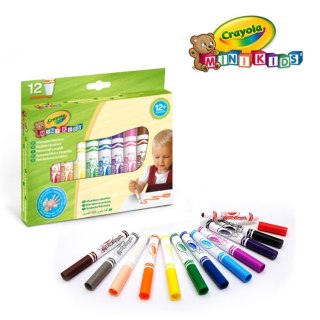 Crayola Flamastry mazaki dla dzieci zmywalne z płaską końcówką odporną na nacisk Mini Kids 12szt. 12m+