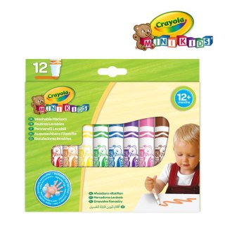 Crayola Flamastry mazaki dla dzieci zmywalne z płaską końcówką odporną na nacisk Mini Kids 12szt. 12m+