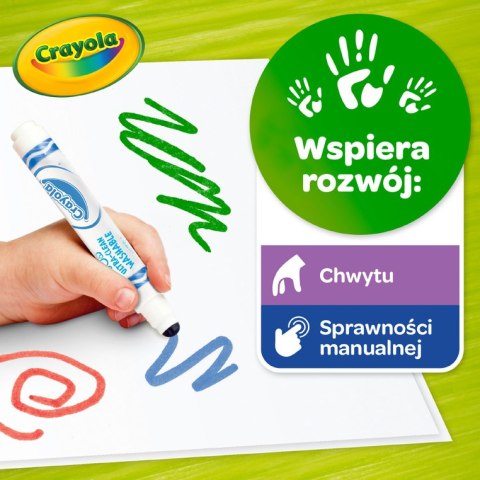 Crayola Flamastry mazaki dla dzieci zmywalne z płaską końcówką odporną na nacisk Mini Kids 12szt. 12m+