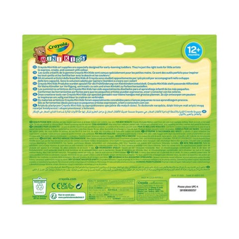 Crayola Flamastry mazaki dla dzieci zmywalne z płaską końcówką odporną na nacisk Mini Kids 12szt. 12m+