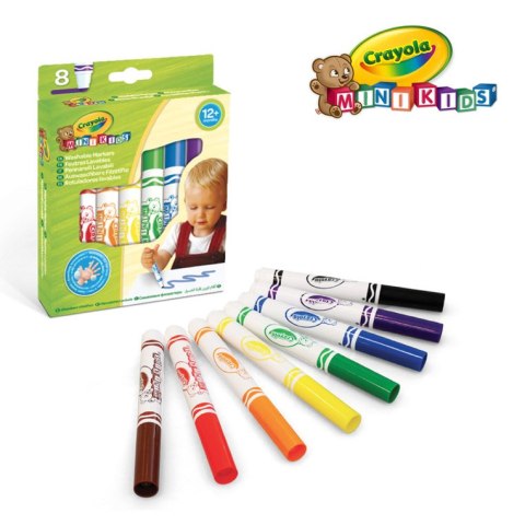 Crayola Flamastry mazaki dla dzieci zmywalne z płaską końcówką odporną na nacisk Mini Kids 8szt. 12m+