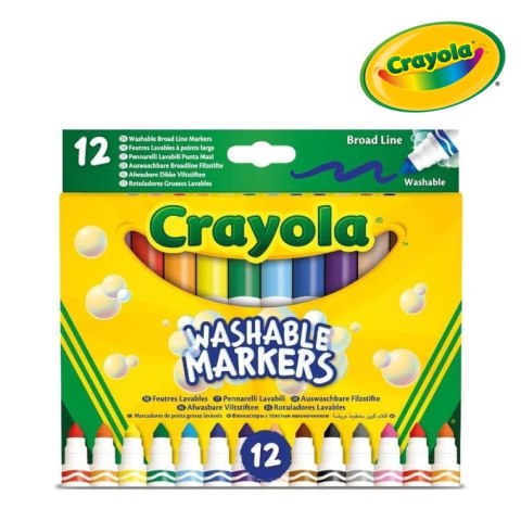 Crayola Flamastry stożkowe mazaki dla dzieci zmywalne 12szt.