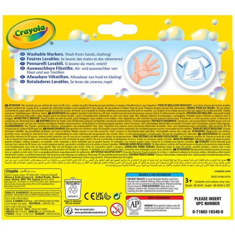 Crayola Flamastry stożkowe mazaki dla dzieci zmywalne 12szt.