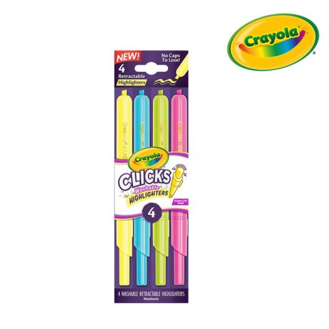 Crayola Flamastry zakreślacze automatyczne zmywalne Clicks 4szt. 8+