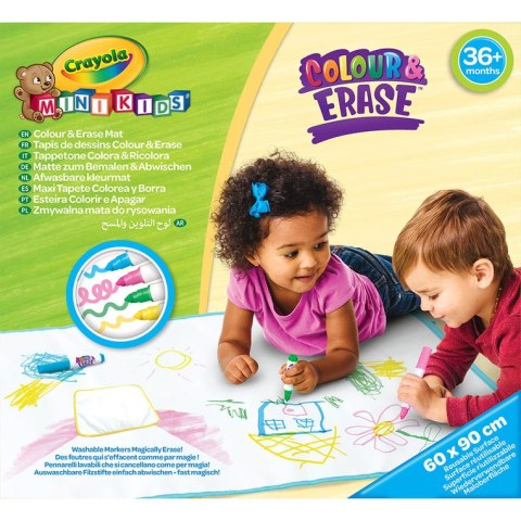 Crayola Mata do rysowania dla dzieci zmywalna 60x90 cm i 4 flamastry Mini Kids 3+