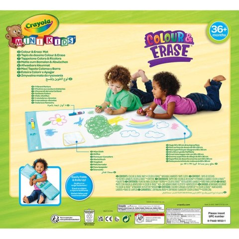 Crayola Mata do rysowania dla dzieci zmywalna 60x90 cm i 4 flamastry Mini Kids 3+