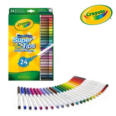 Crayola Super Tips Flamastry mazaki dla dzieci zmywalne 24szt.