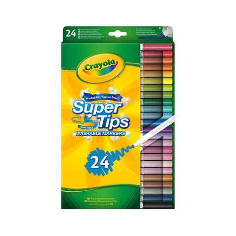 Crayola Super Tips Flamastry mazaki dla dzieci zmywalne 24szt.