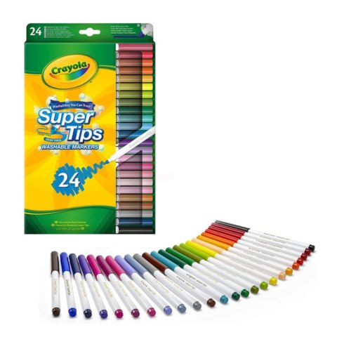 Crayola Super Tips Flamastry mazaki dla dzieci zmywalne 24szt.