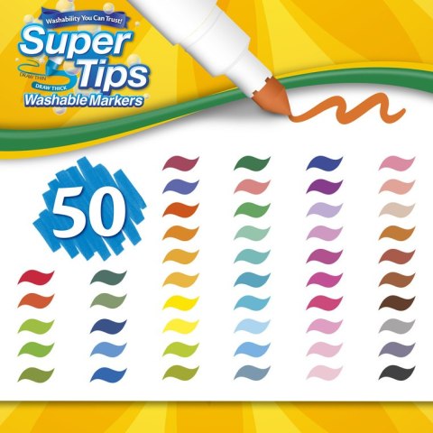 Crayola Super Tips Flamastry mazaki dla dzieci zmywalne 50szt.