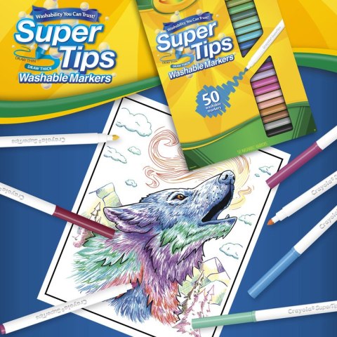 Crayola Super Tips Flamastry mazaki dla dzieci zmywalne 50szt.