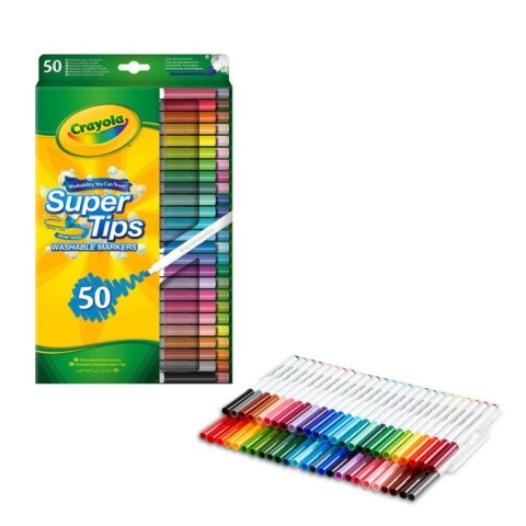 Crayola Super Tips Flamastry mazaki dla dzieci zmywalne 50szt.