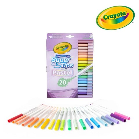 Crayola Super Tips Flamastry mazaki dla dzieci zmywalne pastelowe 20szt.
