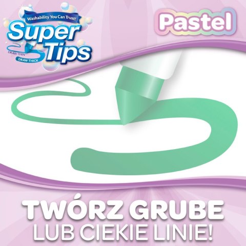 Crayola Super Tips Flamastry mazaki dla dzieci zmywalne pastelowe 20szt.