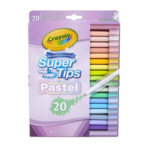 Crayola Super Tips Flamastry mazaki dla dzieci zmywalne pastelowe 20szt.
