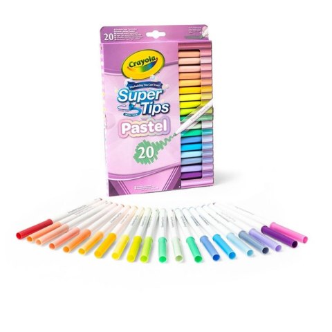 Crayola Super Tips Flamastry mazaki dla dzieci zmywalne pastelowe 20szt.