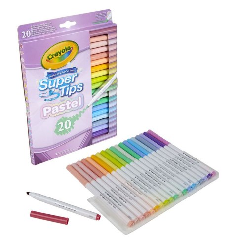 Crayola Super Tips Flamastry mazaki dla dzieci zmywalne pastelowe 20szt.