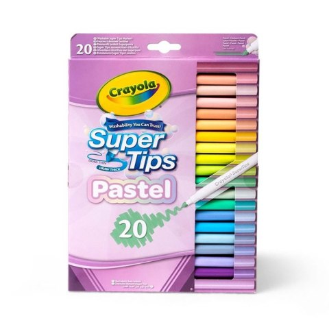 Crayola Super Tips Flamastry mazaki dla dzieci zmywalne pastelowe 20szt.