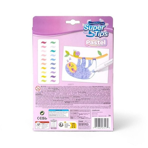 Crayola Super Tips Flamastry mazaki dla dzieci zmywalne pastelowe 20szt.