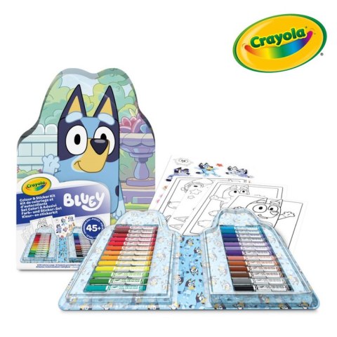 Crayola Zestaw artystyczny (kolorowanki dla dzieci, naklejki i flamastry) 47 el. Bluey 4+