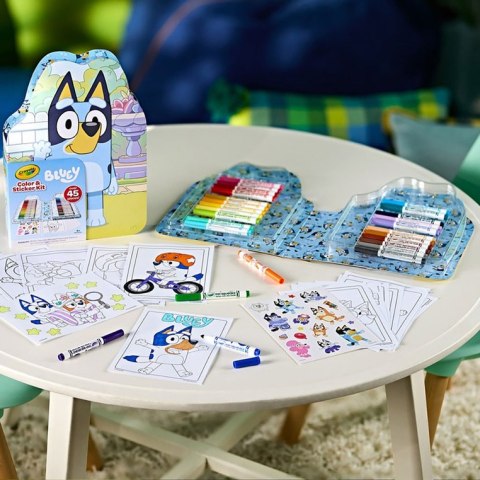 Crayola Zestaw artystyczny (kolorowanki dla dzieci, naklejki i flamastry) 47 el. Bluey 4+