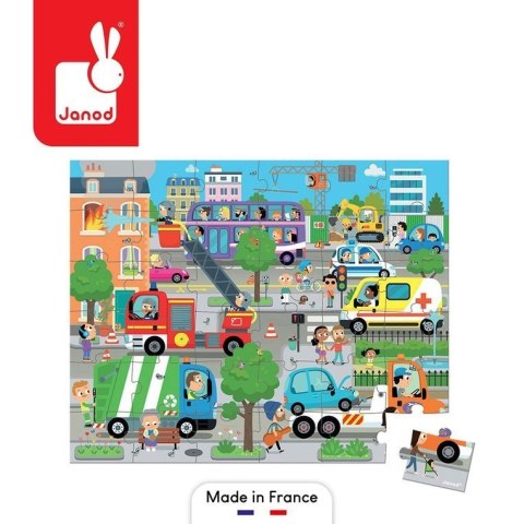 Janod Puzzle w walizce Miasto 36 elementów 4+ Made in France