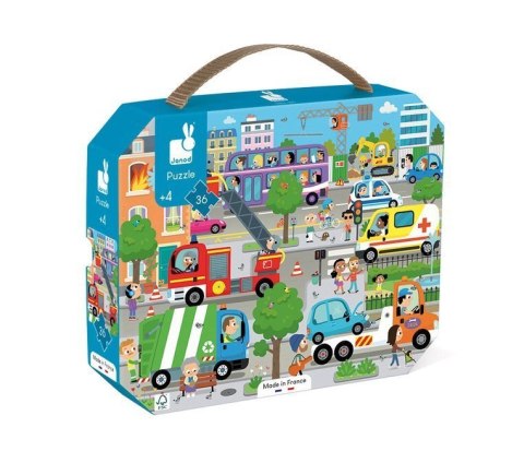 Janod Puzzle w walizce Miasto 36 elementów 4+ Made in France