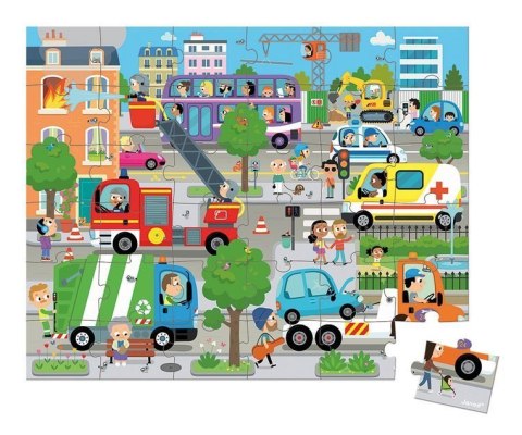 Janod Puzzle w walizce Miasto 36 elementów 4+ Made in France