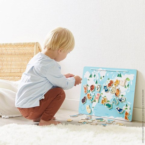 Janod Układanka drewniana magnetyczna z 40 magnesami Małe zwierzątka 2+