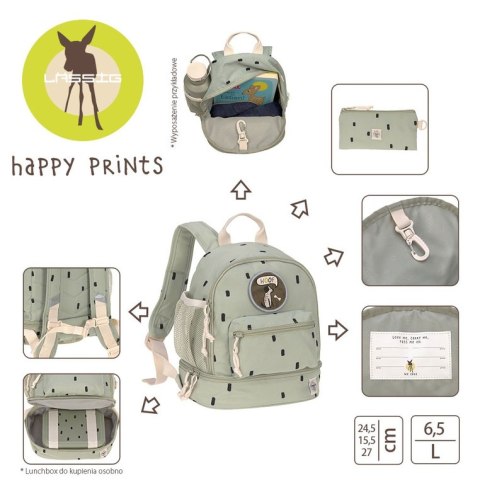 Lassig Plecak do przedszkola dla dzieci mini Happy Prints oliwkowy