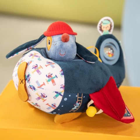 Lilliputiens Przytulanka aktywizująca wielofunkcyjna Samolot Piesek Jules 9 m+