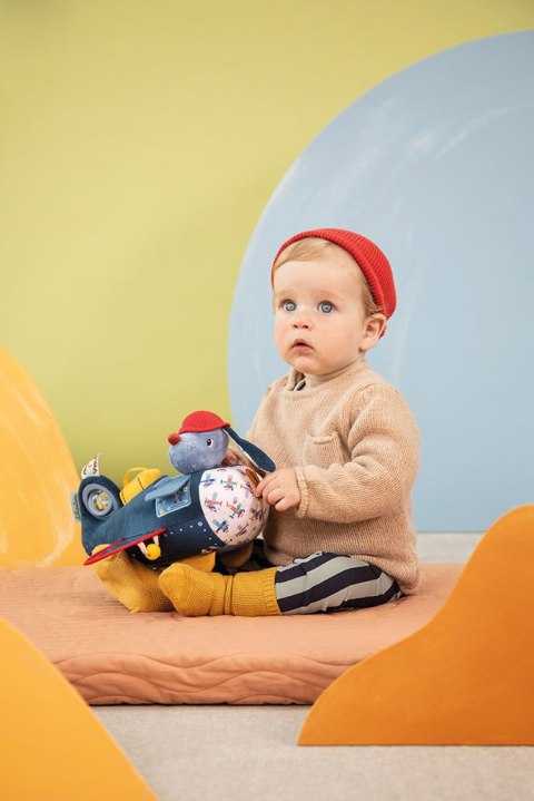 Lilliputiens Przytulanka aktywizująca wielofunkcyjna Samolot Piesek Jules 9 m+