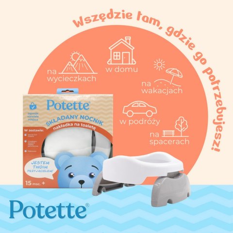 Potette: Nocnik dla dziecka i nakładka na toaletę 2w1, biało-szary