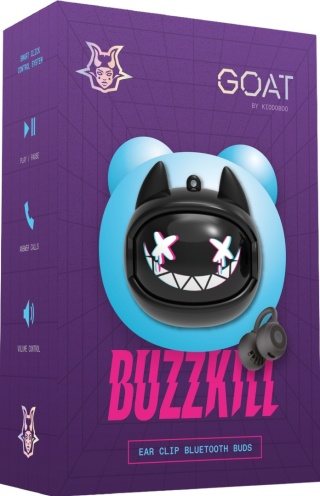 Kiddoboo GOAT Earbuds Buzzkill słuchawki bezprzewodowe, mikrofon, lekkie, etui-wisiorek 9+