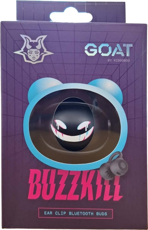 Kiddoboo GOAT Earbuds Buzzkill słuchawki bezprzewodowe, mikrofon, lekkie, etui-wisiorek 9+