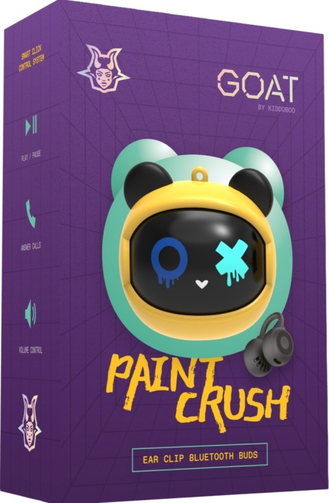 Kiddoboo GOAT Earbuds Paintcrush słuchawki bezprzewodowe, mikrofon, lekkie, etui-wisiorek 9+