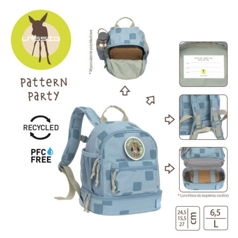 Lassig Plecak plecaczek do przedszkola dla dzieci mini Pattern Party Blue