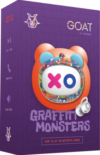 Kiddoboo GOAT Earbuds Graffiti słuchawki bezprzewodowe, mikrofon, lekkie, etui-wisiorek 9+
