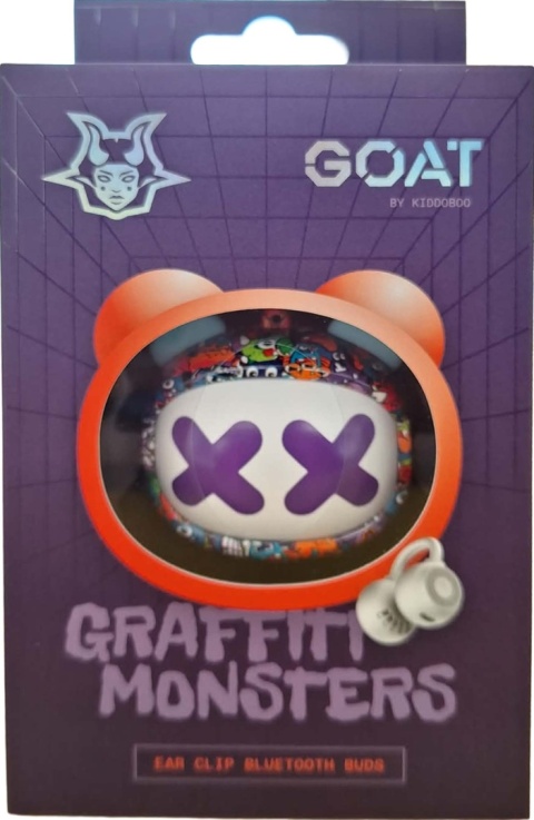 Kiddoboo GOAT Earbuds Graffiti słuchawki bezprzewodowe, mikrofon, lekkie, etui-wisiorek 9+