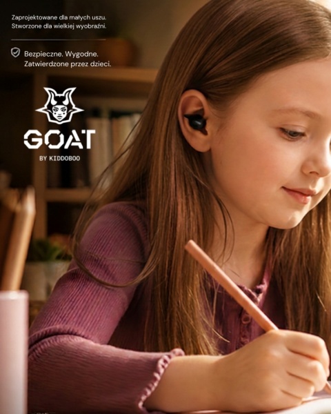 Kiddoboo GOAT Earbuds Graffiti słuchawki bezprzewodowe, mikrofon, lekkie, etui-wisiorek 9+