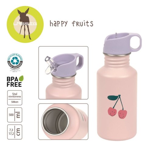 Lassig Bidon ze stali nierdzewnej z ustnikiem i uchwytem 500 ml Happy Fruits Cherry