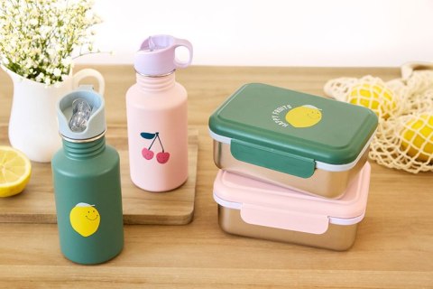 Lassig Bidon ze stali nierdzewnej z ustnikiem i uchwytem 500 ml Happy Fruits Lemon