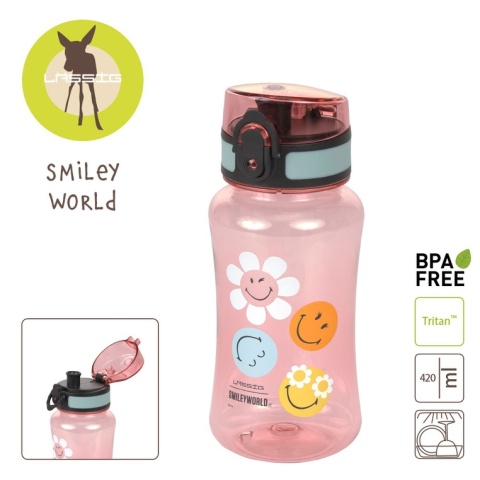 Lassig Butelka - bidon tritanowa 420 ml SmileyWorld dusty rose