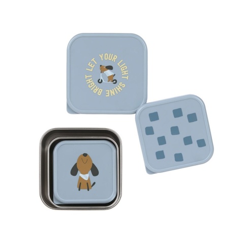 Lassig Pojemnik na przekąski snackbox ze stali nierdzewnej 3 szt. Pattern Party blue