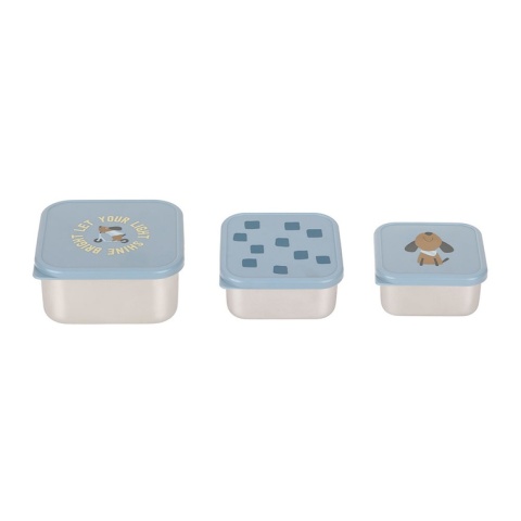 Lassig Pojemnik na przekąski snackbox ze stali nierdzewnej 3 szt. Pattern Party blue