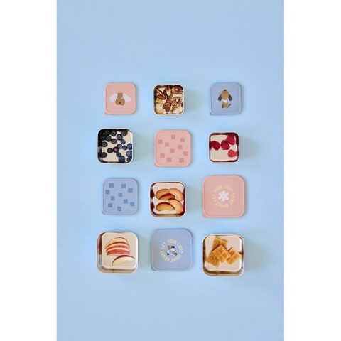 Lassig Pojemnik na przekąski snackbox ze stali nierdzewnej 3 szt. Pattern Party blue