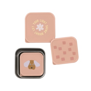 Lassig Pojemnik na przekąski snackbox ze stali nierdzewnej 3 szt. Pattern Party rose