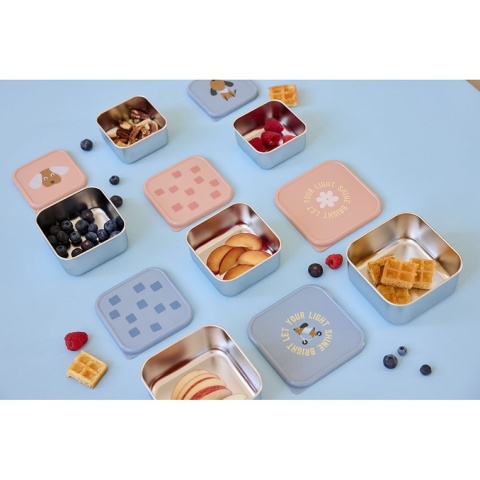 Lassig Pojemnik na przekąski snackbox ze stali nierdzewnej 3 szt. Pattern Party rose
